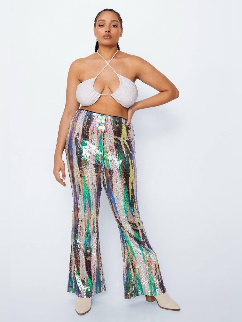 Nasty Gal Multicolor Sequin Flare Pants